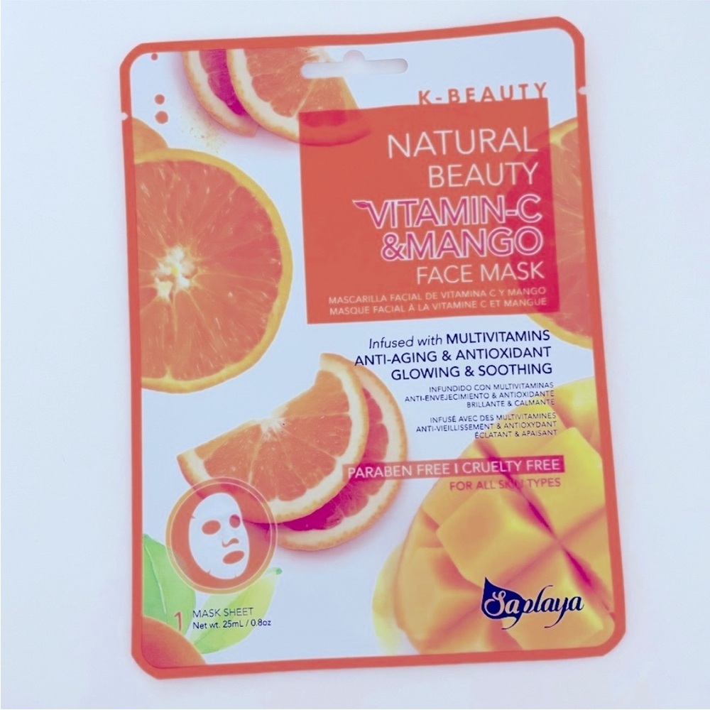 New $5ea OR 5/$18 SAPLAYA Vitamin-C Mango Anti-Aging Antioxidant Face Mask